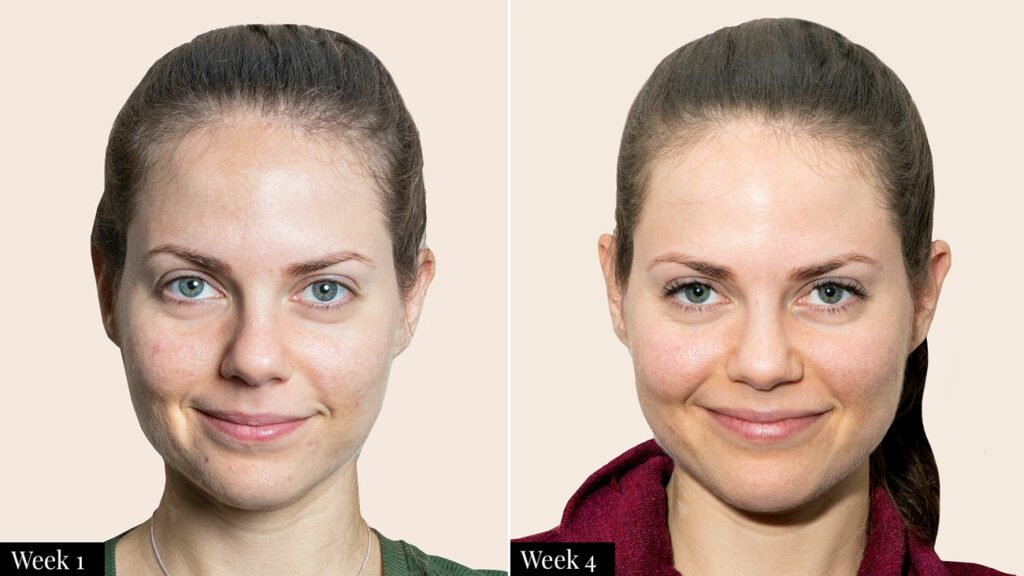 woman no makeup challenge for 30 days before and after