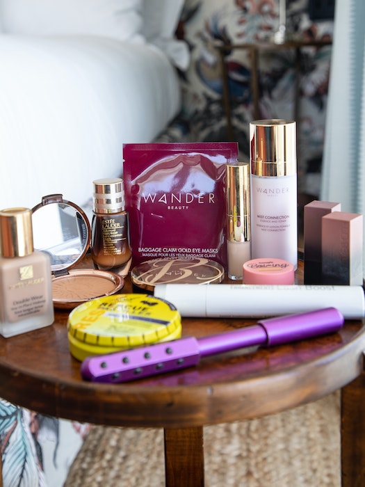 ana quincoces makeup and skincare on table 